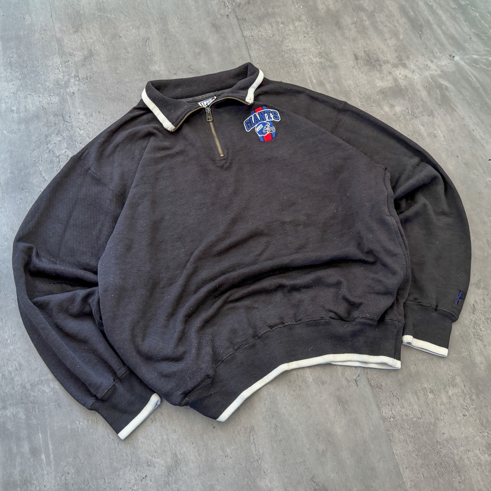 Vintage VTG Y2K 90's 00's NFL New York Giants Black Quarter Zip Pullover